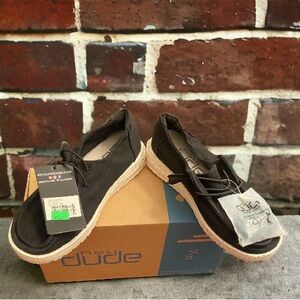 Hey Dudes, NWT, Solid Black with White Sole. Size US 5. Box not included.